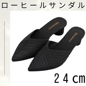 [ great special price!] mules sandals low heel po Inte dotu casual 24. black black simple summer middle heel casual 