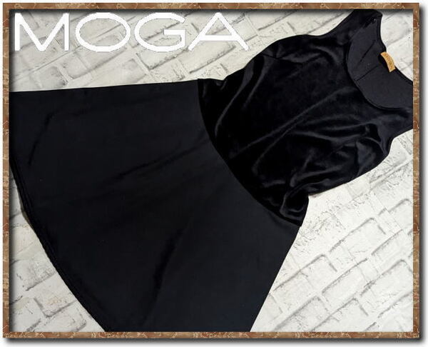 ☆MOGA モガ ノースリーブベロア切替ワンピース 黒☆