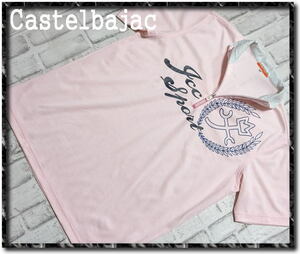  beautiful goods!!*CASTELBAJAC SPORT Castelbajac border polo-shirt with short sleeves pink × white *