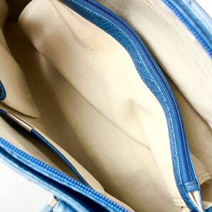 【 JRA 認定 】 オーストリッチ ダチョウ 駝鳥 レザー 本革 サイド ベルト ハンドバッグ エキゾチックレザー レディース 水色 日本製 の画像8