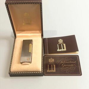 1円〜 dunhill ダンヒル ライター ローラー式 ガスライター 箱 ギャランティカード シルバー×ゴールド dロゴ 着火未確認 現状品 ジャンク