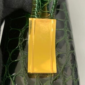 1円 極美品 SPREAFICO スプレアフィコ ハンドバッグ クロコダイル グリーン系 ゴールド金具の画像10