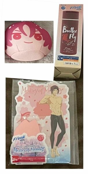 Free! 松岡凛 山崎宗介 おまんじゅう タイトーくじ セット 録り下ろしボイスCD 付箋付きスタンドポップ