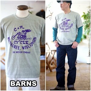 バーンズ　バーンズアウトフィッターズ　BARNS 　半袖プリントTシャツ　ピグメント加工　BR24243 サイズL