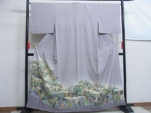  all. kimono shop san * Matsumoto . one color tomesode .... scenery bird writing .. dyeing silk *t220