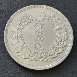 1円〜 貿易銀 明治8年 銀貨 明治銀貨 古銭 コレクションコイン 古銭銀貨 比重確認済み 管理AA-16の画像1