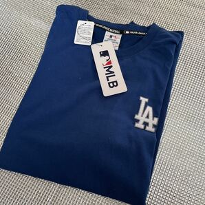 ４Ｌサイズ 新品 MLB 半袖シャツ ロサンゼルス ドジャース 大谷翔平 メジャーリーグ ロゴTシャツ ブルーの画像3
