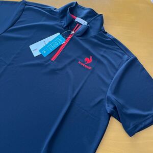 新品未使用　ルコック le coq sportif ハーフジップスタンドネック半袖シャツ　Ｏ　吸水速乾　UV15 ネイビー