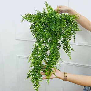 フェイクグリーン 造花 人工 吊り下げ 壁掛け 観葉植物 壁飾り 2個セットの画像3