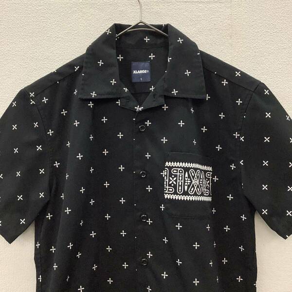 XLARGE SUICIDAL WORK SHIRT エクストララージ スイサイダル・テンデンシーズ 総柄 半袖シャツ ブラック size S 77661