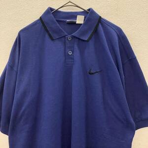 NIKE 90s ナイキ 半袖ポロシャツ ワンポイントロゴ ブルー 古着 size L 75236