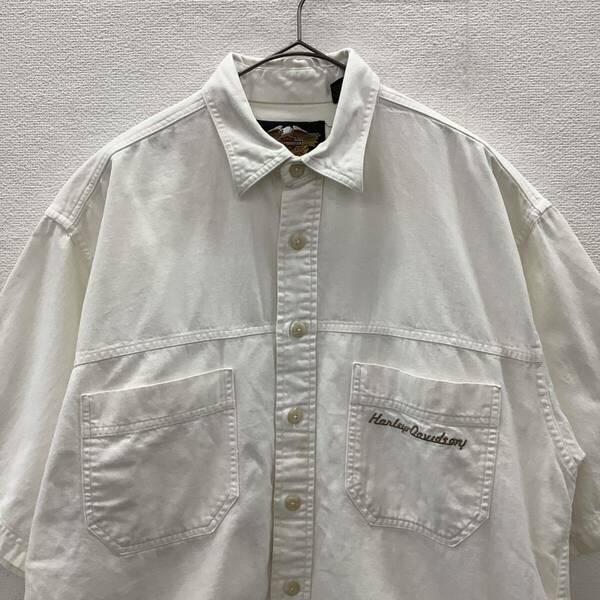 HARLEY DAVIDSON ハーレーダビッドソン 半袖シャツ USA製 size M ホワイト 古着 74622