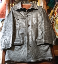 40s vintage leather sports jacket car coat ヴィンテージ レザー スポーツ ジャケット カーコート_画像1