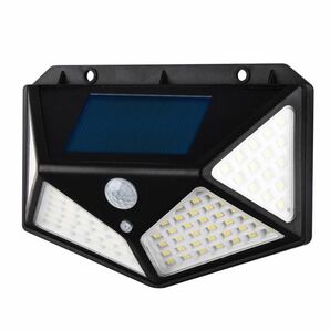 ★送込 新品 ソーラーライト 屋外 LED 防水 ソーラー4面パネル 人感センサー付き 100LED 配線工事不要 夜間常時点灯モード センサーライト