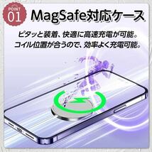 magsafe対応 iPhone ケース iPhone13 iPhone14 iPhone15 Pro ProMax 12 マグセーフ ワイヤレス充電 クリア アイフォン マグネット_画像3