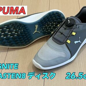 ◆PUMAプーマゴルフ◆IGNITE FASTEN8 DISC◆イグナイト ファスン8 ディスク◆26.5cm◆グレー×ブルー◆スパイクレスの画像1