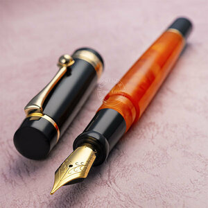 **FPR[Tanoshii collection ] four season color . fountain pen . repeated reality make series resin four season . fountain pen summer color orange medium B futoshi character /NB39OR-BS