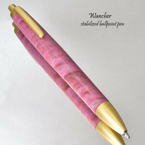 ◆●【WANCHER/ワンチャー】スタビライズド ボールペン パープル ウッド 天然木材 × レジン パーカー規格芯 紫 1円～ 新品 /WA311O■*