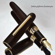 ◆●【JINHAO/ジンハオ 金豪】9036 木軸 ウッド 万年筆 黒檀 エボニー 優しい手触り 天然素材 木目 F 細字 両用式 1円～ 新品 /JH168黒檀_画像1