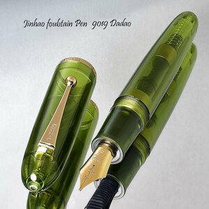 ** fountain pen [JINHAO/ gold .]Dadao 9019 very thick axis clear yellow green transparent axis power presence Heart beet pen .F small character new goods /JH156CLYG-HB