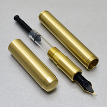◆●【DELIKE/ディライク】真鍮万年筆 弾丸のようなボディ 金属製 ゴールドカラー 重厚 F(細字) コンパクトサイズ 両用式 新品 1円/MN1G-F_画像7