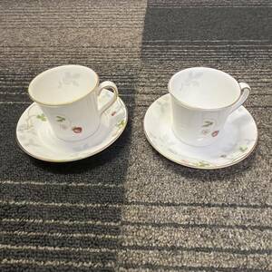 【T0402】WEDGWOOD ウェッジウッド カップ ソーサー ミニ ストロベリー イチゴ セット 2客