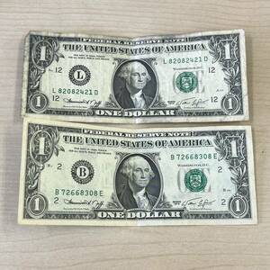 【TS0412】アメリカ 1ドル札 ワンダラー ONE DOLLAR ドル紙幣 通貨 貨幣 2枚 コレクション 