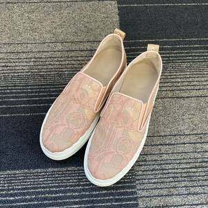 [TS0416] Chloe Chloe slip-on shoes race shoes shoes pink beige size inscription 37 23.5cm unused goods? dirt equipped 