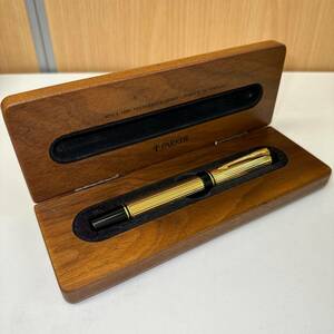 [TM0429]PARKER Parker Duo folding fountain pen pen .18K 750 wooden case attaching Gold × black color writing implements stationery 