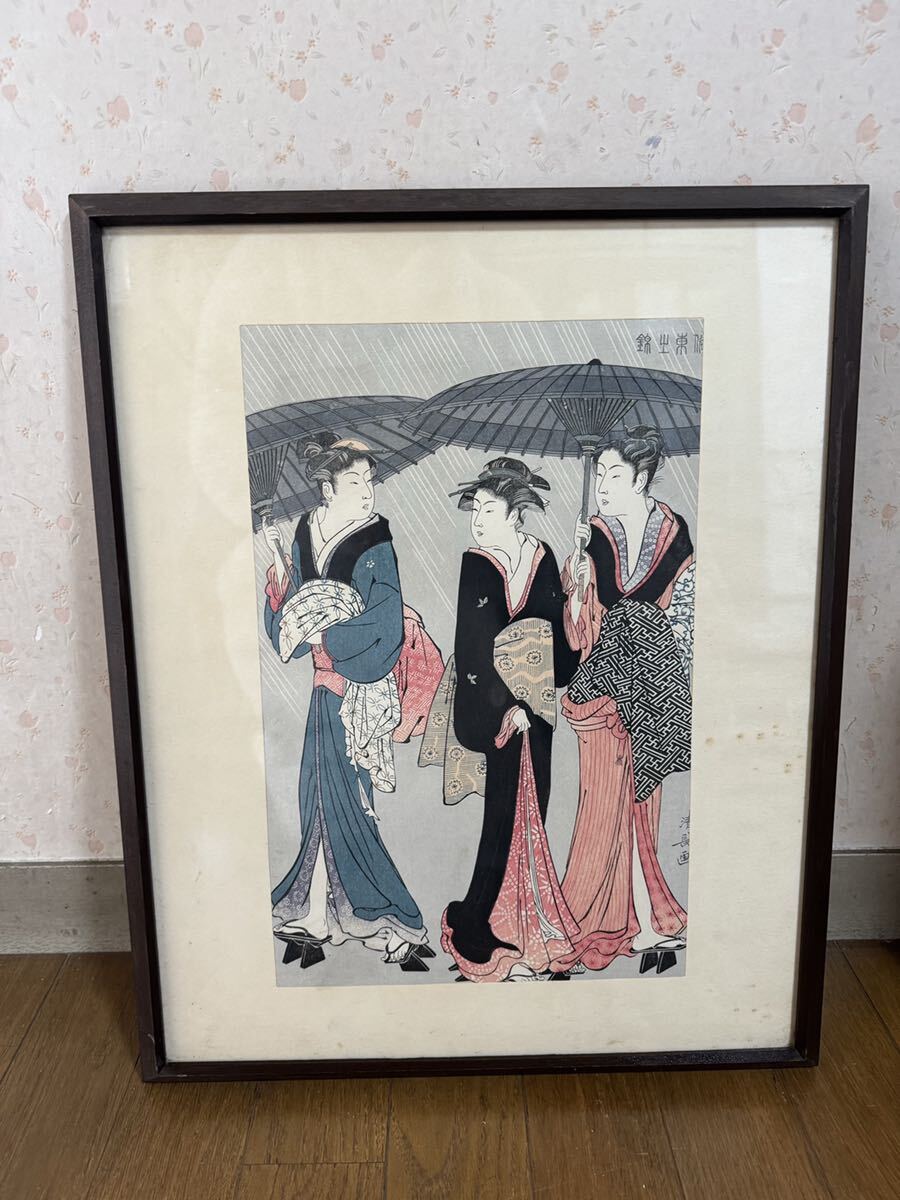 Torii Kiyonaga, Manners of the East, After a Bath in the Rain, Framed, Beautiful Woman Painting, Painting, Ukiyo-e, Prints, Kabuki painting, Actor paintings