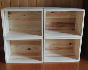 ① domestic production Japanese cedar start  King shelf 4 piece set . board bottom board attaching bookcase storage tree box 40.0×28.4×21,0 purity order possibility 