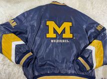 【90s】Michigan Wolverines レザー本革 スタジャンsizeXLカレッジロゴ_画像7