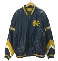 【90s】Michigan Wolverines レザー本革 スタジャンsizeXLカレッジロゴ_画像2