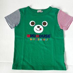 MIKIHOUSE ミキハウス 半袖 Tシャツ 半袖Tシャツ 顔ドン プッチー ロゴ ボーダー グリーン 緑 くま ベア 100