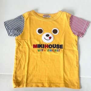 MIKIHOUSE ミキハウス 半袖 Tシャツ 半袖Tシャツ 顔ドン プッチー ロゴ ボーダー イエロー くま ベア 100