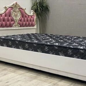 美品 ロココ様式 高級セミダブルベッドセット マットレス＋ベッドフレーム フランスベッド 幅134 長215cm 姫家具 寝具 寝室の画像2
