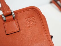 ロエベ LOEWE アマソナ 23 レザー ミニボストン オレンジ ハンドバッグ シルバー金具 美品 23ｃｍ 2WAYバッグ_画像5