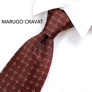 美品 MARUGO CRAVAT マルゴクラバット ネクタイ シルク 100% 絹 ビジネス カジュアル フォーマル ボルドー ワインレッド ハンドメイド