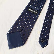美品 FAIRFAX フェアファクス JAQUES HENRI シルク ネクタイ 絹 100% 日本製 紳士 ビジネス フォーマル カジュアル ドット柄 ネイビー_画像3