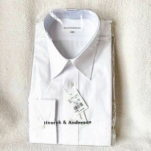 未使用 Henryk&Anderson メンズ ワイシャツ 長袖シャツ 白 ホワイト 無地 41-84 綿 ポリエステル ビジネス ドレスシャツ 形態安定 L