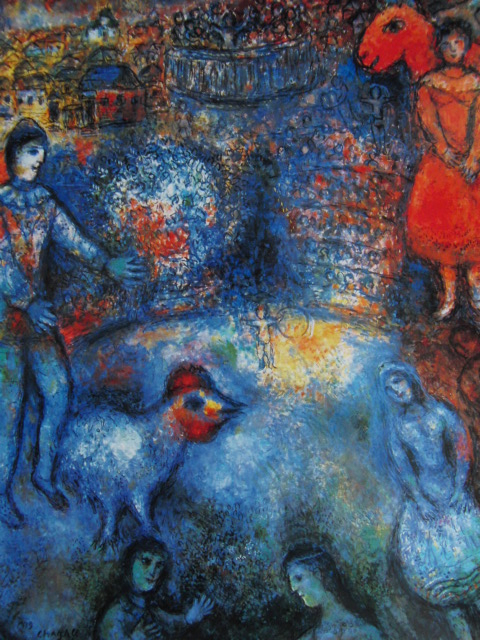 Marc Chagall, Scène de cirque, Livre d'art rare grand format et peintures encadrées, Encadré dans un nouveau cadre japonais, En bonne condition, livraison gratuite, Peinture, Peinture à l'huile, Nature, Peinture de paysage