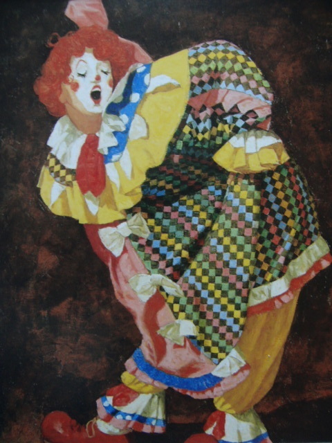 Shino Yokoyama, Ein Clown macht eine Pose, Seltene Kunstbücher/gerahmte Gemälde, Hergestellt in Japan und wird in einem neuen Rahmen gerahmt., Guter Zustand, Japanischer Maler, Malerei, Ölgemälde, Porträt