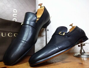 [ не использовался / бесплатная доставка ]ITALY производства GUCCI/ Gucci распорка chip Loafer UK8 27cm соответствующий черный чёрный 