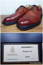 【美品/送料無料】英国 CHEANEY製 HERRING SHOES カントリー ウィングチップ 125Last 51/2F 24cm相応 ブラウン 茶/tricker's クロケット_画像8