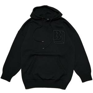 国内正規品 22AW BURBERRY BURLTON WOOL KNIT HOODIE サイズL 黒 バーバリー ウールニットパーカー