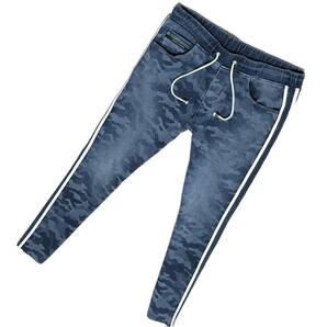 定価3.2万 resound clothing blind EX denim jersey line pants 2 リサウンドクロージング ブラインドデニムジャージラインパンツ