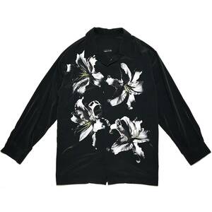 LAD MUSICIAN DECHINE BIG PAJAMA SHIRT INKJET LILY 46 黒 ラッドミュージシャン デシンビッグリリーシャツ