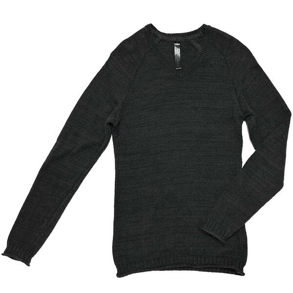 定価2.5万 wjk kation combed yarn V neck knit S 黒 カチオンVネックニット akm 1piuジュンハシモト セーター