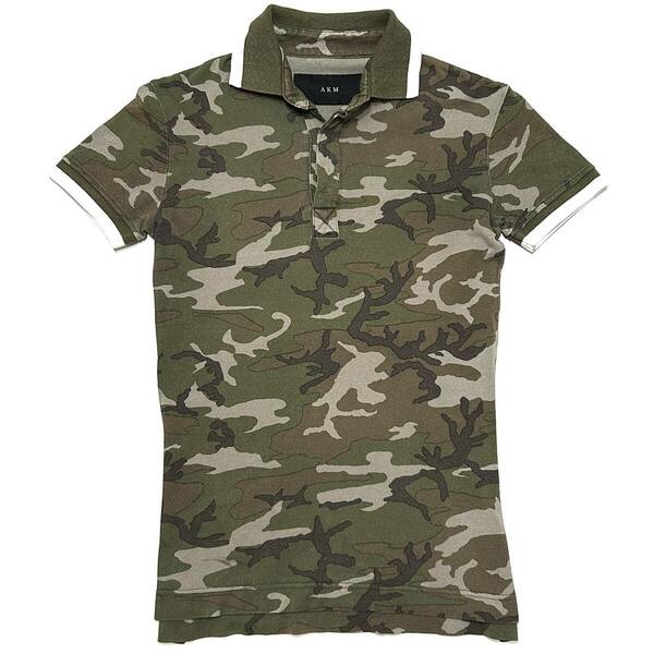 定価3万 AKM pima cotton line camo polo shirts Mサイズ　ピマコットンラインカモフラポロシャツ ジュンハシモト wjk 1piu