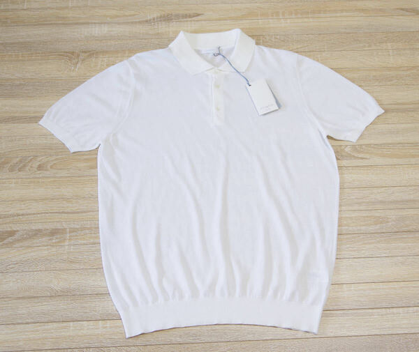 【50】Maloマーロ 高級マココットンメンズポロシャツ お洒落なフレンチスタイル オフホワイト イタリー製